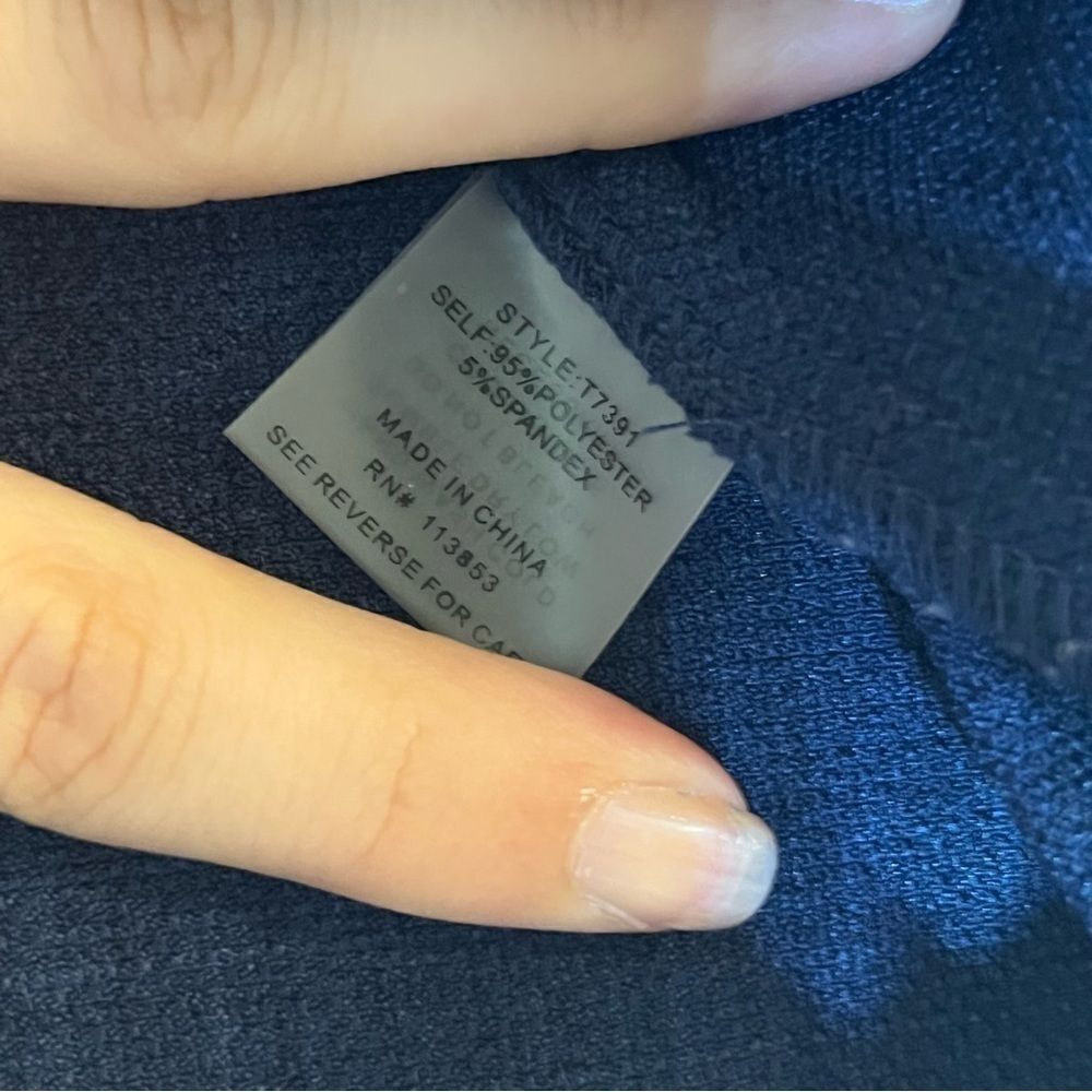 Olivia Grey Navy Blue Off the Shoulder Top - Picture 5 of 7